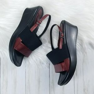 DANSKO Black & Red Wedge Sandals sz 39